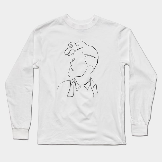 Nude Line Drawing Long Sleeve T-Shirt by MisqaPi Design